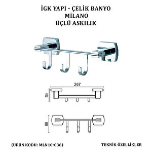 İgk Yapi - Çeli̇k Banyo Mi̇lano Üçlü Askilik (mln10-036)