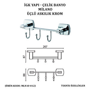 İgk Yapi - Çeli̇k Banyo Mi̇lano Üçlü Askilik (mln10-012)