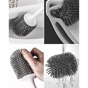 Silikon Wc Tuvalet Banyo Fırçası Klozet Fırçası Kare Siyah