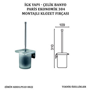 İgk Yapi - Çeli̇k Banyo Pari̇s Montajli Klozet Firçasi (ps10-020)
