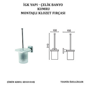 İgk Yapi - Çeli̇k Banyo Kumru Montajli Klozet Firçasi (ku10-018)