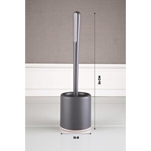 Silikon Wc Tuvalet Banyo Fırçası Klozet Fırçası Oval Gri