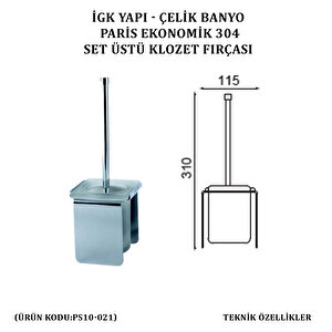 İgk Yapi - Çeli̇k Banyo Pari̇s Set Üstü Klozet Firçasi (ps10-021)