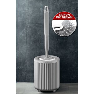 Silikon Tuvalet Fırçası Pratik Silikon Wc Klozet Fırçası Gri     3025