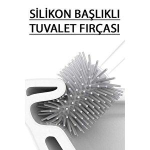 Silikon Tuvalet Fırçası Pratik Silikon Wc Klozet Fırçası Gri     3025