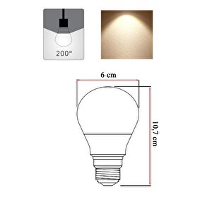 8,5w (60w) Led Ampul 2700k - Sarı Işık 6 Adet Tasarufflu Lamba