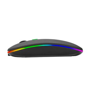 Sm-bt11 Usb Si̇yah 2in1 Bluetooth 2.4ghz Şarj Edi̇lebi̇li̇r Kablosuz Mouse
