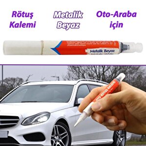 Araç Oto Rötuş Kalemi 5 Ml Kaporta Tampon Çizik Giderici Fırça Metalik Beyaz Renk Boya Kalemi