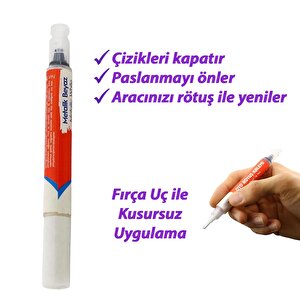 Araç Oto Rötuş Kalemi 5 Ml Kaporta Tampon Çizik Giderici Fırça Metalik Beyaz Renk Boya Kalemi