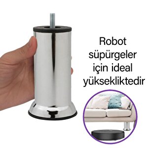 8 Adet Metal Destek Ayağı 15 Cm Krom Mobilya Kanepe Baza Koltuk Ünite Ayakları Metrik 8 Civatalı İnce Diş