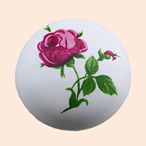 15 Adet Pembe Gül Desenli Beyaz Polimer Düğme Kulp Mantar Mobilya Mutfak Dolabı Çekmece Kulbu Kulpları