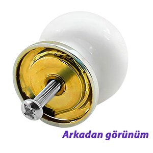 8 Adet Mavi Beyaz Ortanca Çiçek Desenli Altın Tablalı Polimer Düğme Kulp Mobilya Mutfak Dolabı Çekmece Kulbu Kulpları