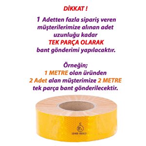 1 Mt Reflektörlü Reflektif Fosforlu Araç Oto Kamyon Şerit Bant Tüvtürk Onaylı Düz Sarı İkaz Bandı