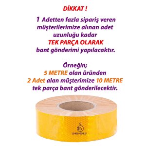 5 Mt Reflektörlü Reflektif Fosforlu Araç Oto Kamyon Şerit Bant Tüvtürk Onaylı Düz Sarı İkaz Bandı
