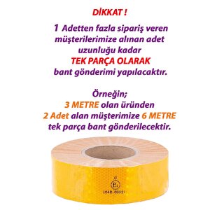 3 Mt Reflektörlü Reflektif Fosforlu Araç Oto Kamyon Şerit Bant Tüvtürk Onaylı Düz Sarı İkaz Bandı