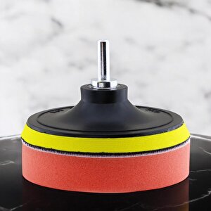 Oto Araç Araba Pasta Cila Polisaj Süngeri + 115 Mm Taban + Matkap Adaptörü Parlatıcı Çizik Giderici 3'lü Set