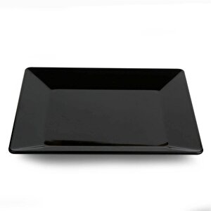 Plastik  Kare Tabak 22 Cm Siyah 10'lu