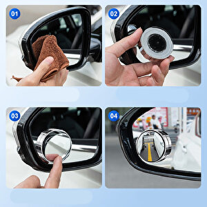 Kör Nokta Aynası Dönerli Ayarlanabilen Krom 2'li Set / Ayic111