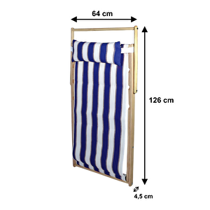 Ahşap Katlanır Şezlong  Ahşap Katlanır Şezlong Bahçe Balkon Plaj Otel Şezlongu - Mavi