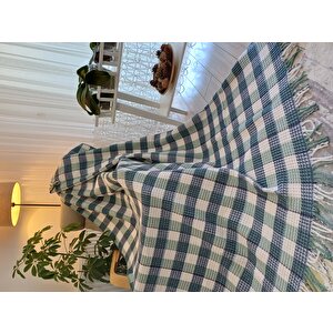 Skoç Battaniye Tek Kişilik 150*200cm Beyaz - Yeşil