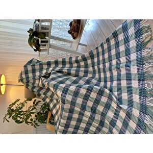 Skoç Battaniye Tek Kişilik 150*200cm Beyaz - Yeşil