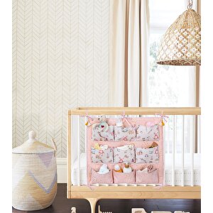 Baby Beşik Kenarı Düzenleyici Organizer Oyuncak Kutusu 9 Gözlü Pembe 104287  Kasa - 271