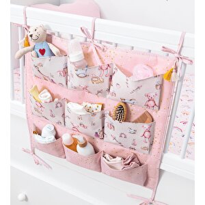 Baby Beşik Kenarı Düzenleyici Organizer Oyuncak Kutusu 9 Gözlü Pembe 104287  Kasa - 271