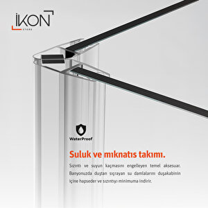 Dikdörtgen Siyah Füme Buzlu Cam Duşakabin