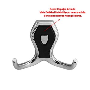 Mobilya Vestiyer Duvar Askısı Metal Dolap Elbise Askılığı Krom Siyah Kapaklı Sağlam Askı
