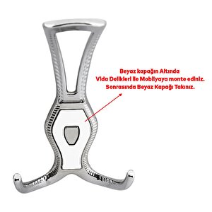 Portmanto Askı Metal Vestiyer Duvar Dolap Elbise Askısı Krom Beyaz Mobilya Askılığı Aparat