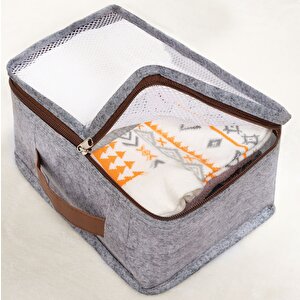 Derili Lüks Keçe 6 Lı Bavul Organizer Seyahat Çantası 104522 Gri̇ Kasa 299-42/52