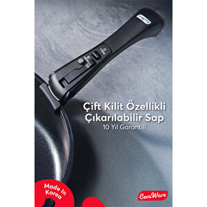 Ceraware Hona Xl 10 Parça Tak Çıkar Saplı İç İçe Geçebilen Seramik Yapışmaz Tencere Tava Seti Siyah