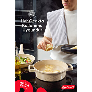 Ceraware Vetta 7 Parça Seramik Yapışmaz Tencere Tava Seti Bej