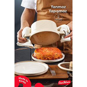 Ceraware Vetta 7 Parça Seramik Yapışmaz Tencere Tava Seti Bej