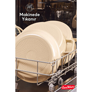 Ceraware Vetta 7 Parça Seramik Yapışmaz Tencere Tava Seti Bej