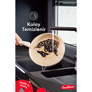Hona Daily 9 Parça Tak Çıkar Saplı İç İçe Geçebilen Seramik Yapışmaz Tencere Tava Seti Bej