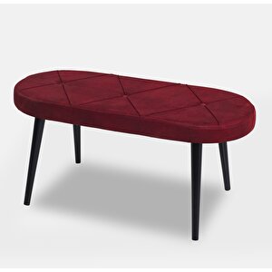 Bench - Jerika Bordo - Ahşap Siyah Ayak Bordo