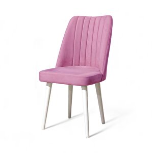 Polo Sandalye - Soho Pembe - Ahşap Beyaz Ayak Pembe