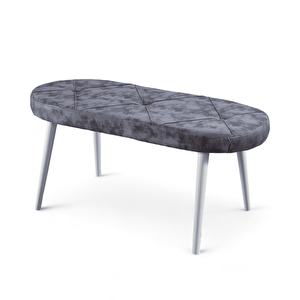 Bench - Milas Gri - Ahşap Beyaz Ayak Gri