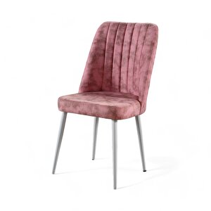 Vento Sandalye - Milas Pembe - Metal Beyaz Ayak Pembe