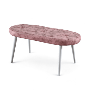 Bench - Milas Pembe - Ahşap Beyaz Ayakl