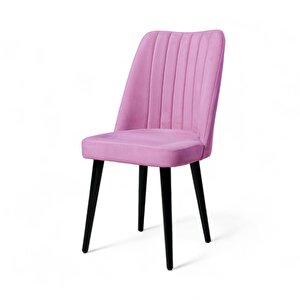 Polo Sandalye - Soho Pembe - Ahşap Siyah Ayak Pembe