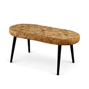 Bench - Milas Sarı- Ahşap Siyah Ayak Sarı