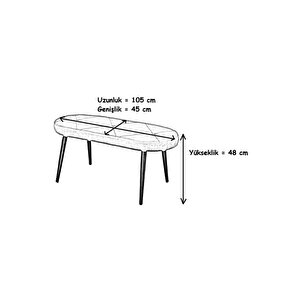 Bench - Milas Sarı- Ahşap Siyah Ayak Sarı