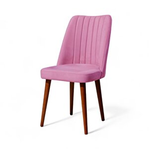 Polo Sandalye - Soho Pembe - Ahşap Ceviz Ayak Pembe