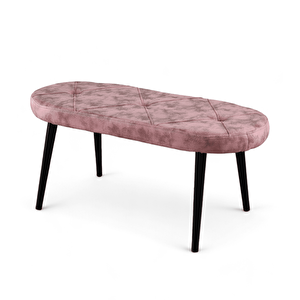 Bench - Milas Pembe - Ahşap Siyah Ayak Pembe