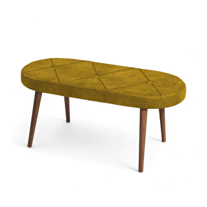 Bench - Jerika Sarı - Ahşap Ceviz Ayak Sarı