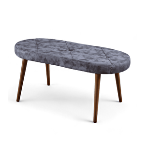Bench -milas Gri - Ahşap Ceviz Ayak Gri