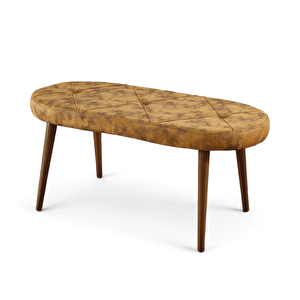 Bench - Milas Sarı - Ahşap Ceviz Ayak Sarı