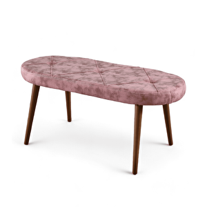 Bench - Milas Pembe - Ahşap Ceviz Ayak Pembe